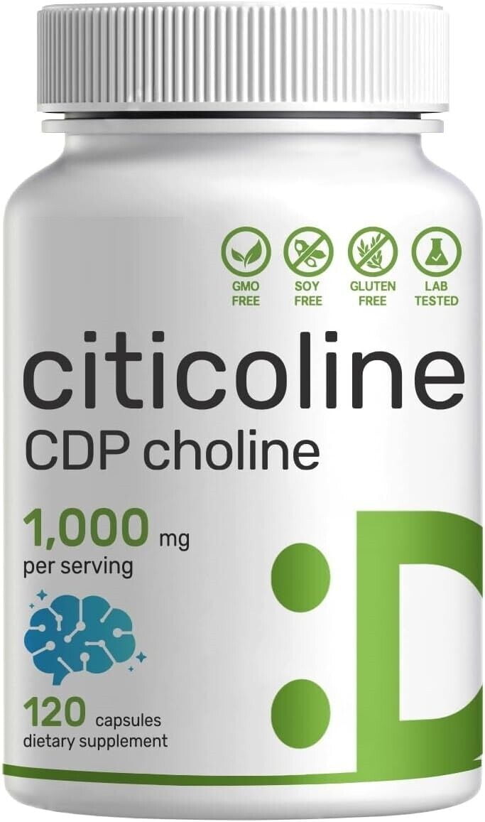 Citicoline CDP Choline 1000mg 120 Caps supports Brain Cognitive