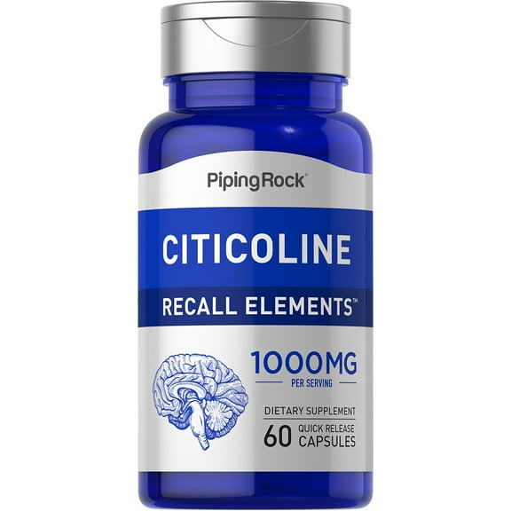 Citicoline (Recall Elements) 500 mg | 60 Quick Release Capsules | Non-GMO, Gluten Free | By Piping Rock