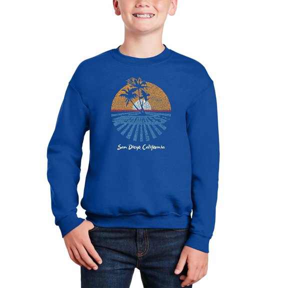 Cities In San Diego - Boy's Word Art Crewneck Sweatshirt