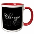 thumbnail image 1 of 3drose, Cities of the World - Chicago, Illinois on Black Background, 15oz Two-tone Red Mug, 1 of 6