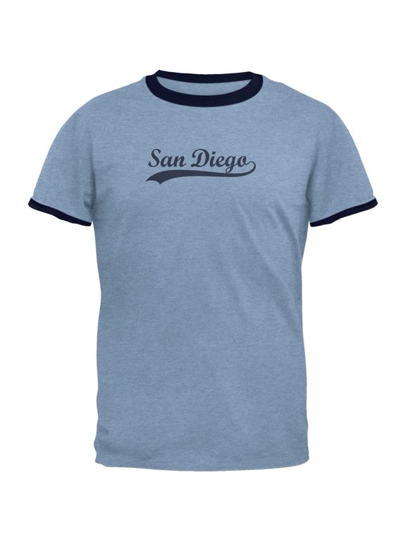Cities Swoosh Vintage San Diego Heather Blue Men's Ringer T-Shirt - Small