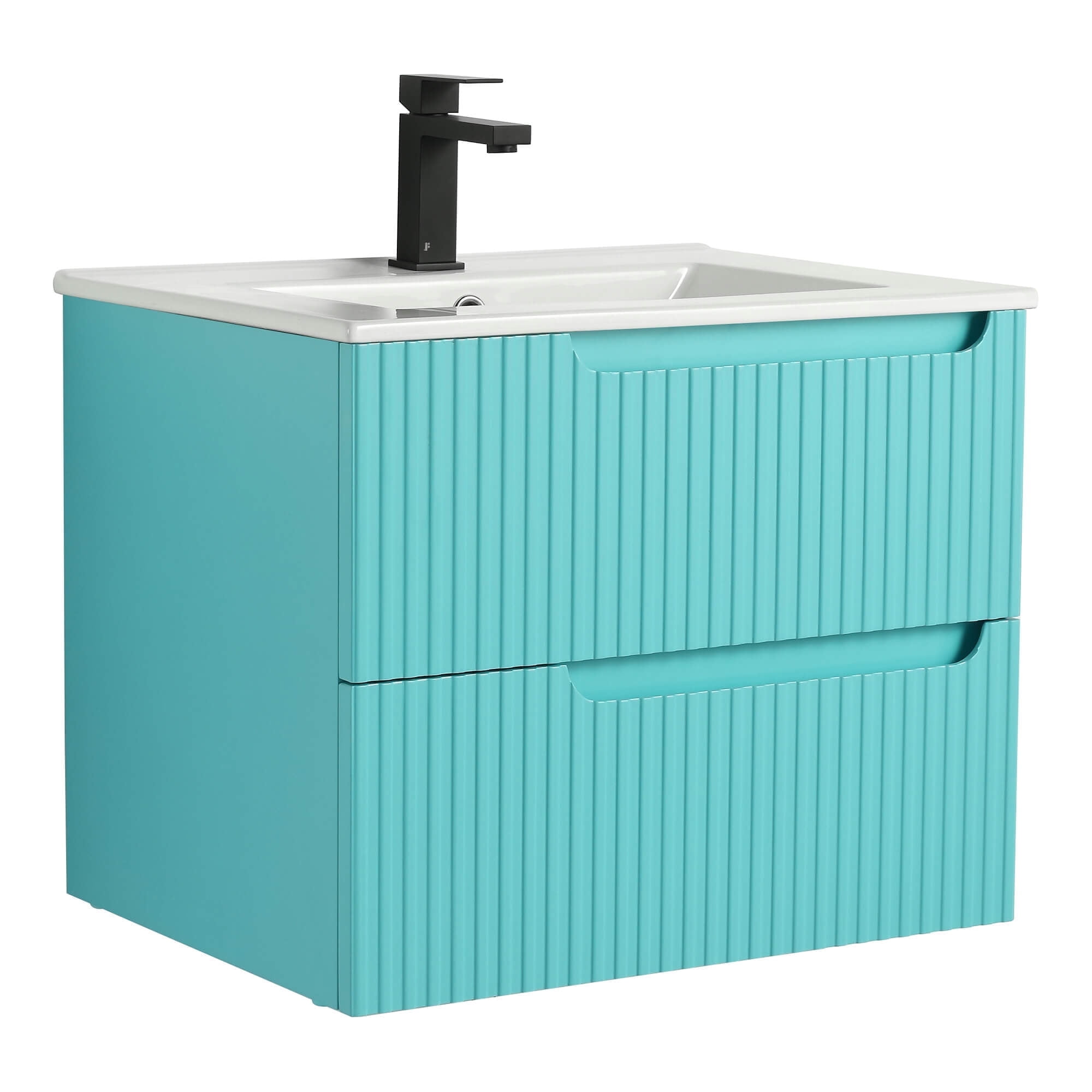 Citiscape Modern Bathroom Vanity with Textured Drawer Fronts 24" Wide - Tiffany Blue - Sink Included