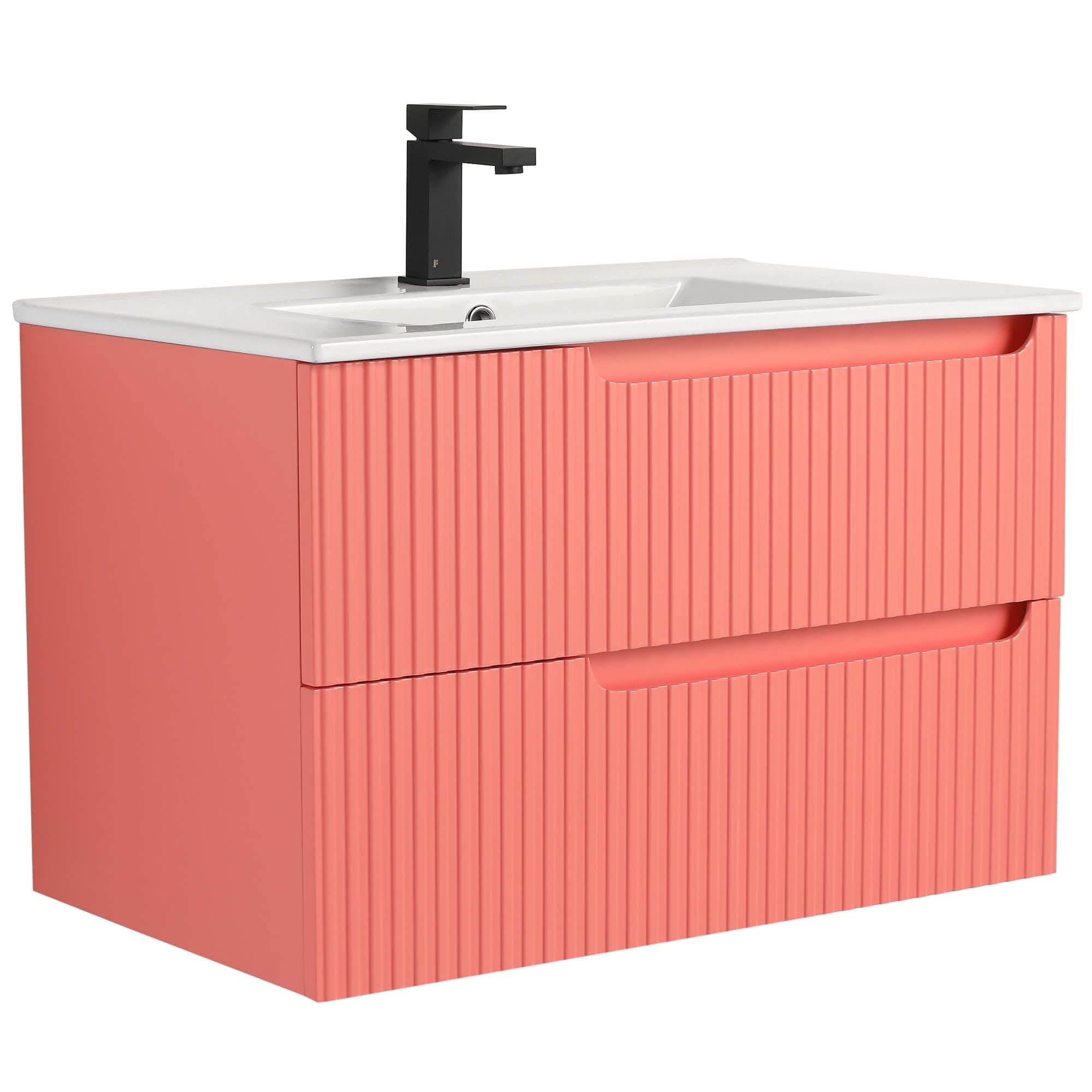 Citiscape Modern Bathroom Vanity with Textured Drawer Fronts 30" Wide - Coral Pink - Sink Included