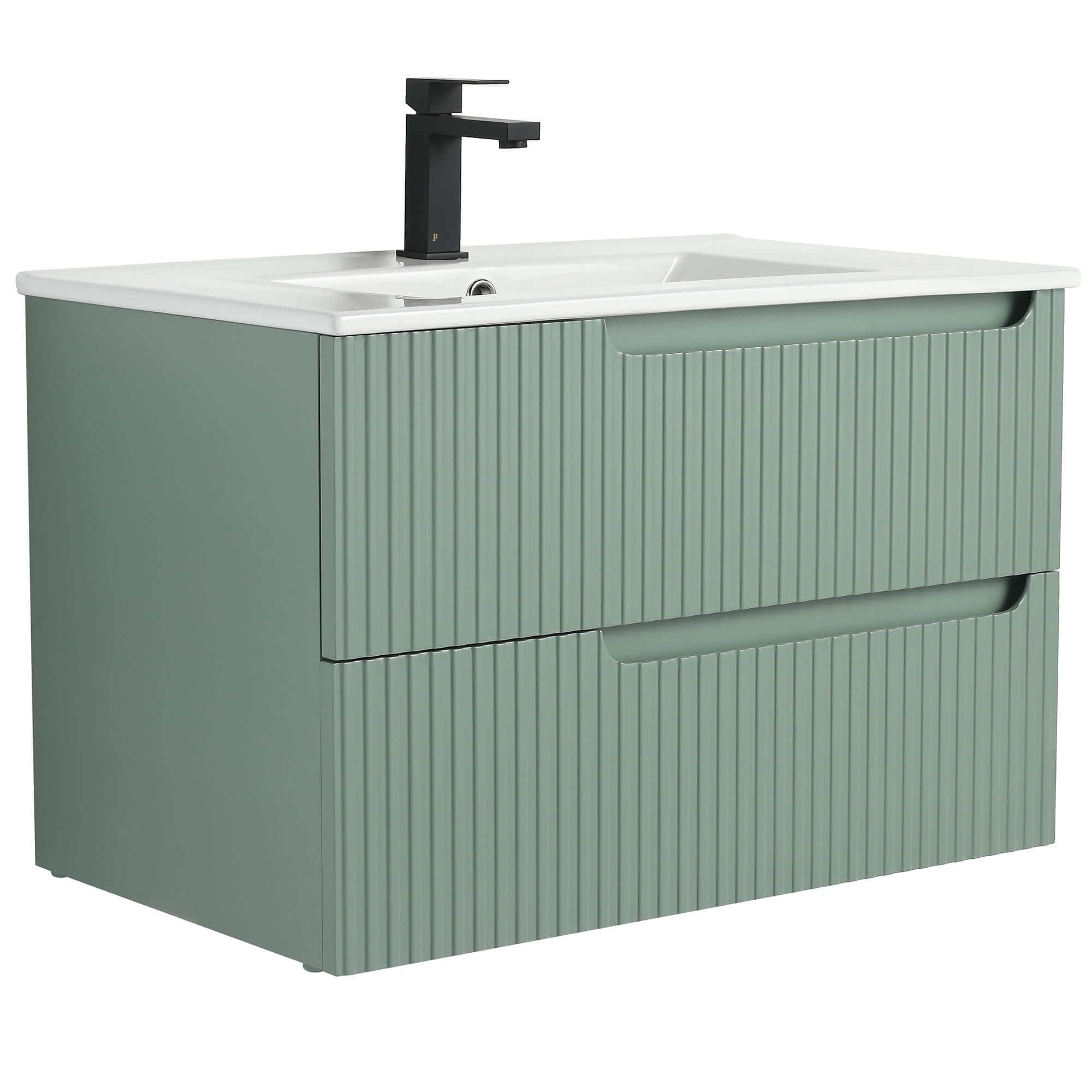 Citiscape Modern Bathroom Vanity with Textured Drawer Fronts 30" Wide - Mint Green - Sink Included