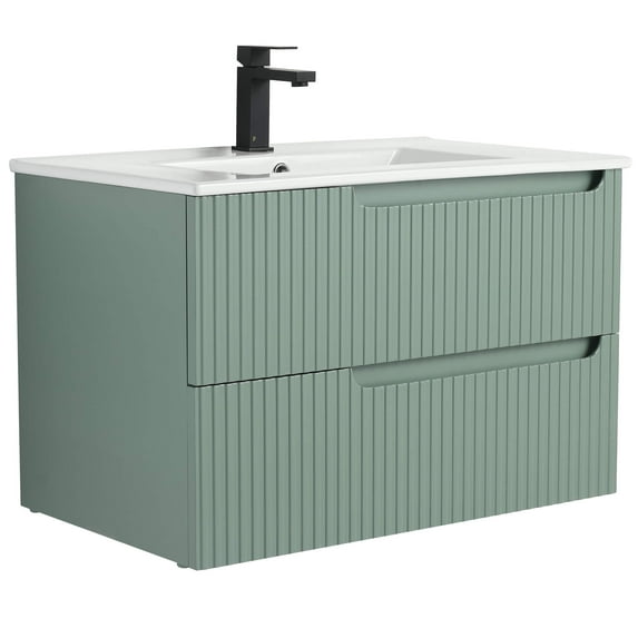 Citiscape Modern Bathroom Vanity with Textured Drawer Fronts 30" Wide - Mint Green - Sink Included