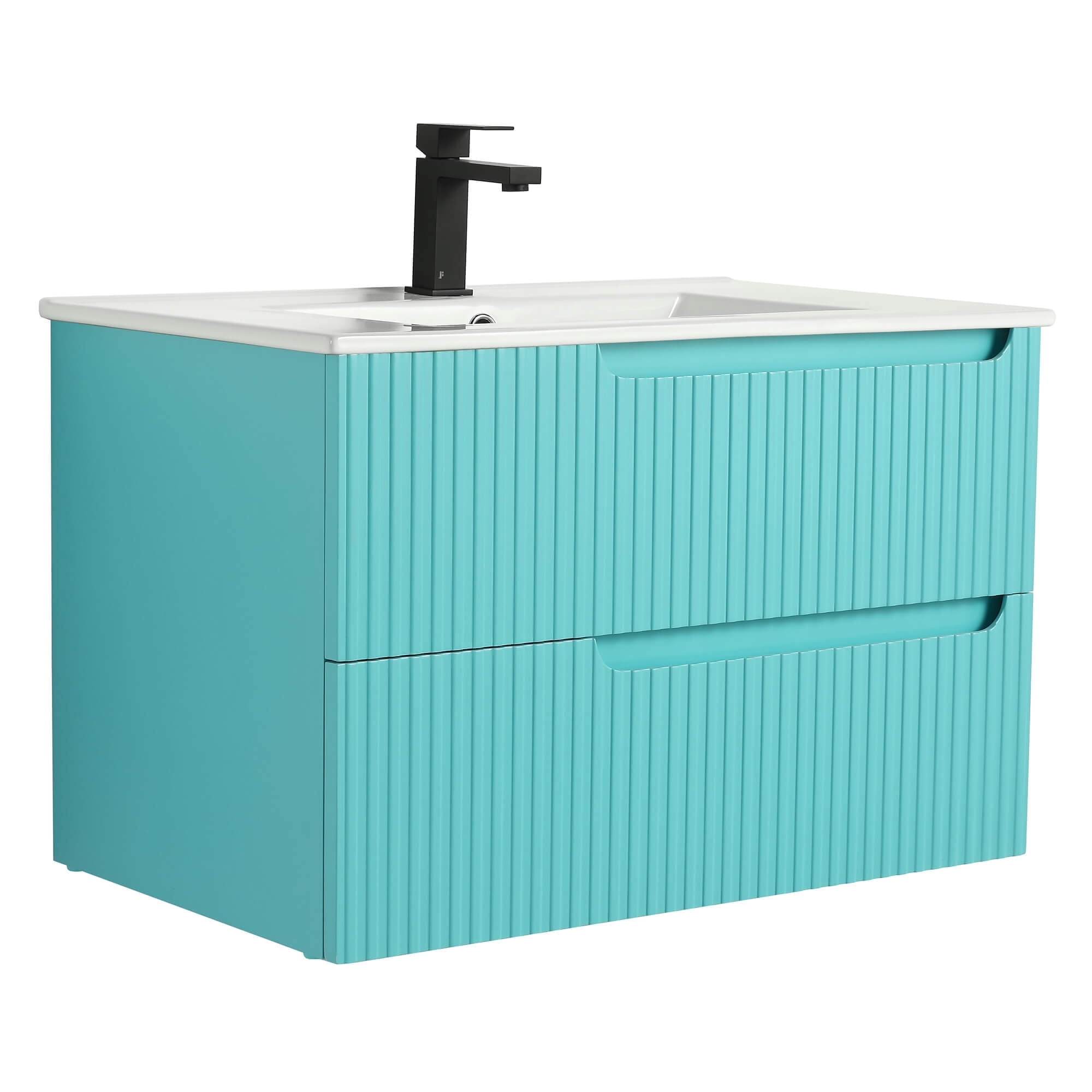 Citiscape Modern Bathroom Vanity with Textured Drawer Fronts 30" Wide - Tiffany Blue - Sink Included