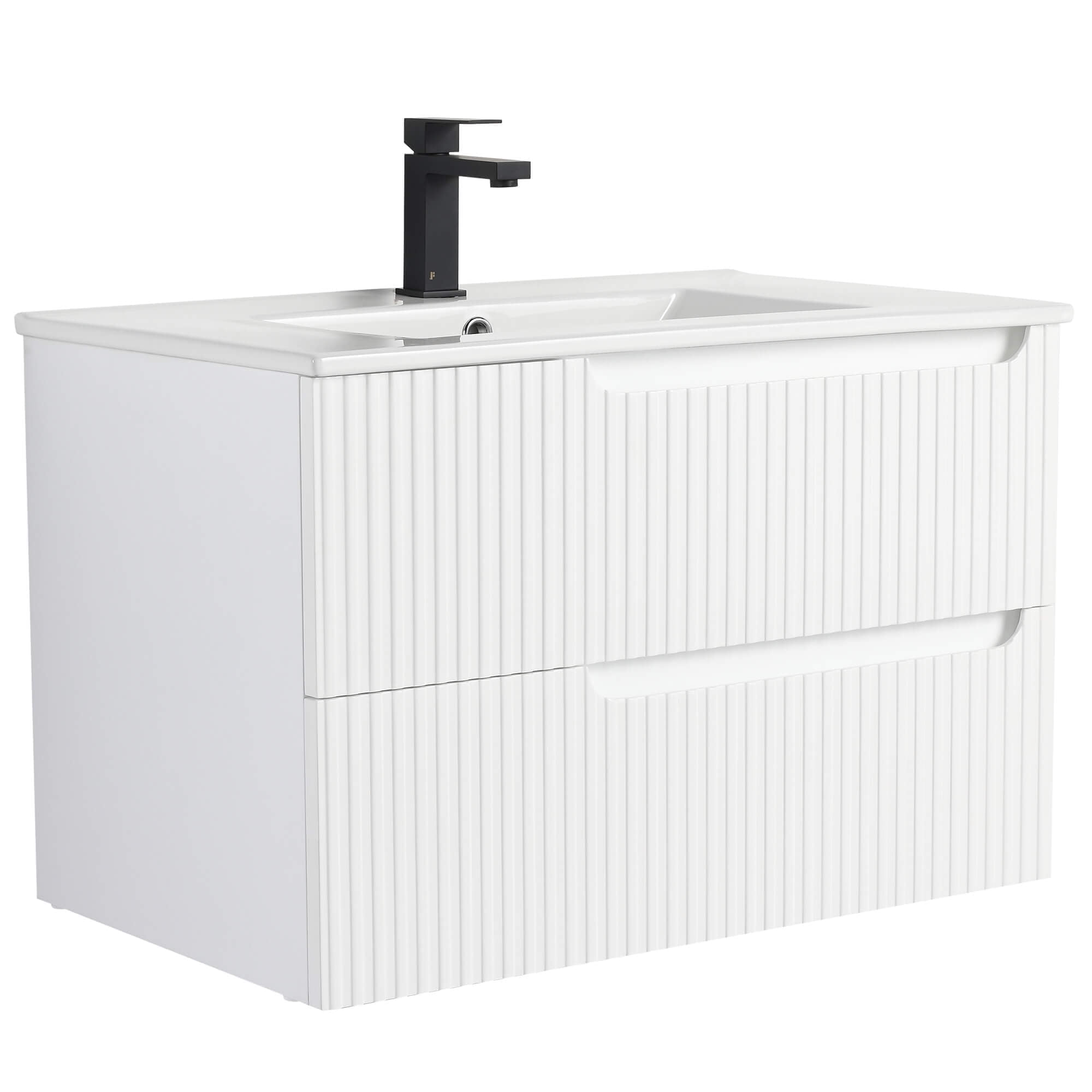 Citiscape Modern Bathroom Vanity with Textured Drawer Fronts 30" Wide - White - Sink Included