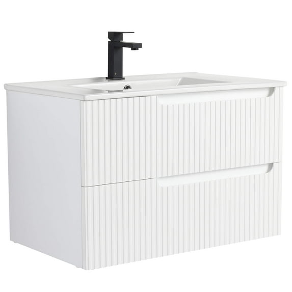 Citiscape Modern Bathroom Vanity with Textured Drawer Fronts 30" Wide - White - Sink Included