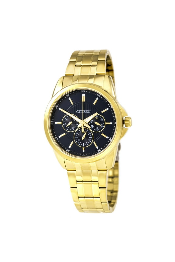 AG8342-52L Men's Blue Dial Gold Plated Steel Bracelet Multi-Function Watch