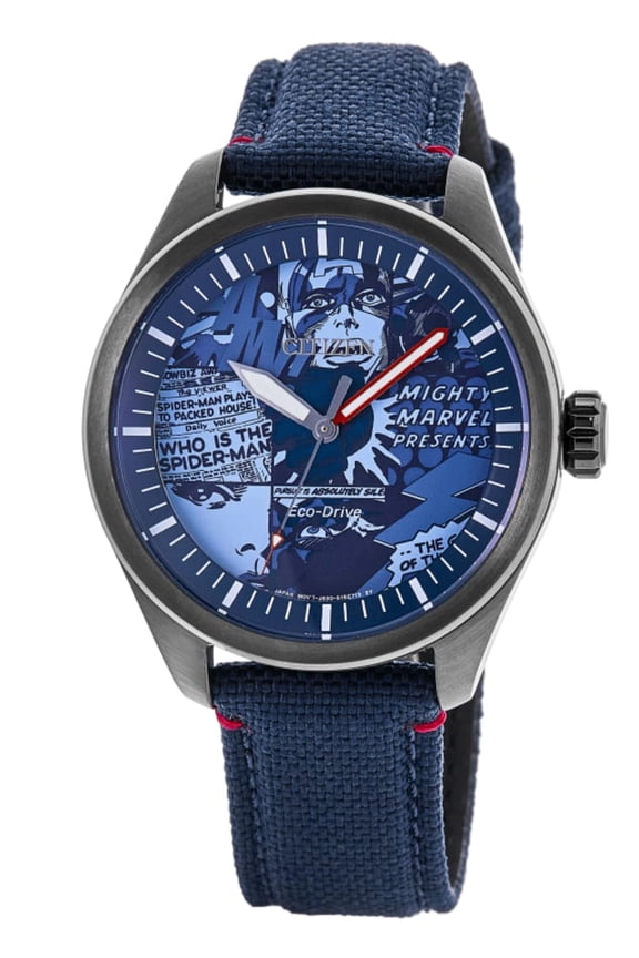 Eco-Drive Marvel Heroes Blue Dial Fabric Strap Men's Watch AW2037-04W