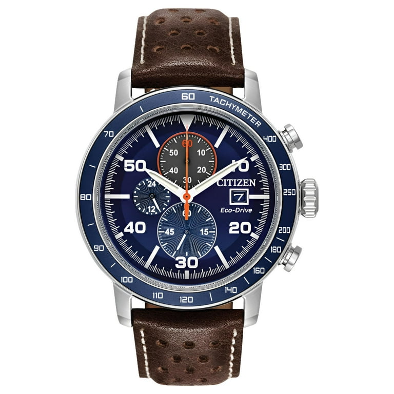 Citizen Brycen Eco Drive Men s Watch CA0648 09L Stainless Steel Leather Band 44mm Water Resistant Walmart