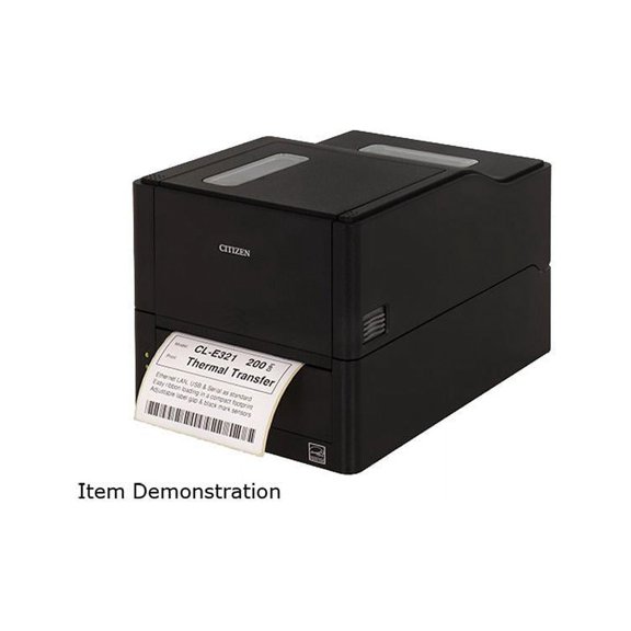 Citizen CL-E321XUBNNA CL-E321 4" Compact Thermal Transfer + Direct Thermal Label Printer, 203 dpi, USB, LAN, Serial - Black