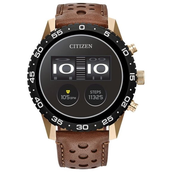 Citizen CZ Smart 44mm Brown Perforated Leather Strap Watch MX1016-28X