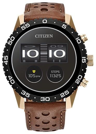 Citizen CZ Smart 44MM Brown Leather Sport Smartwatch with YouQ App featuring IBM Watson AI and NASA research Touchscreen Wear OS by Google HR