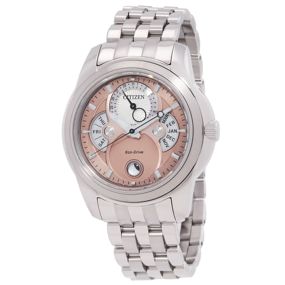 Citizen Calendrier Moon Phase Eco-Drive Salmon Dial Watch BU0080