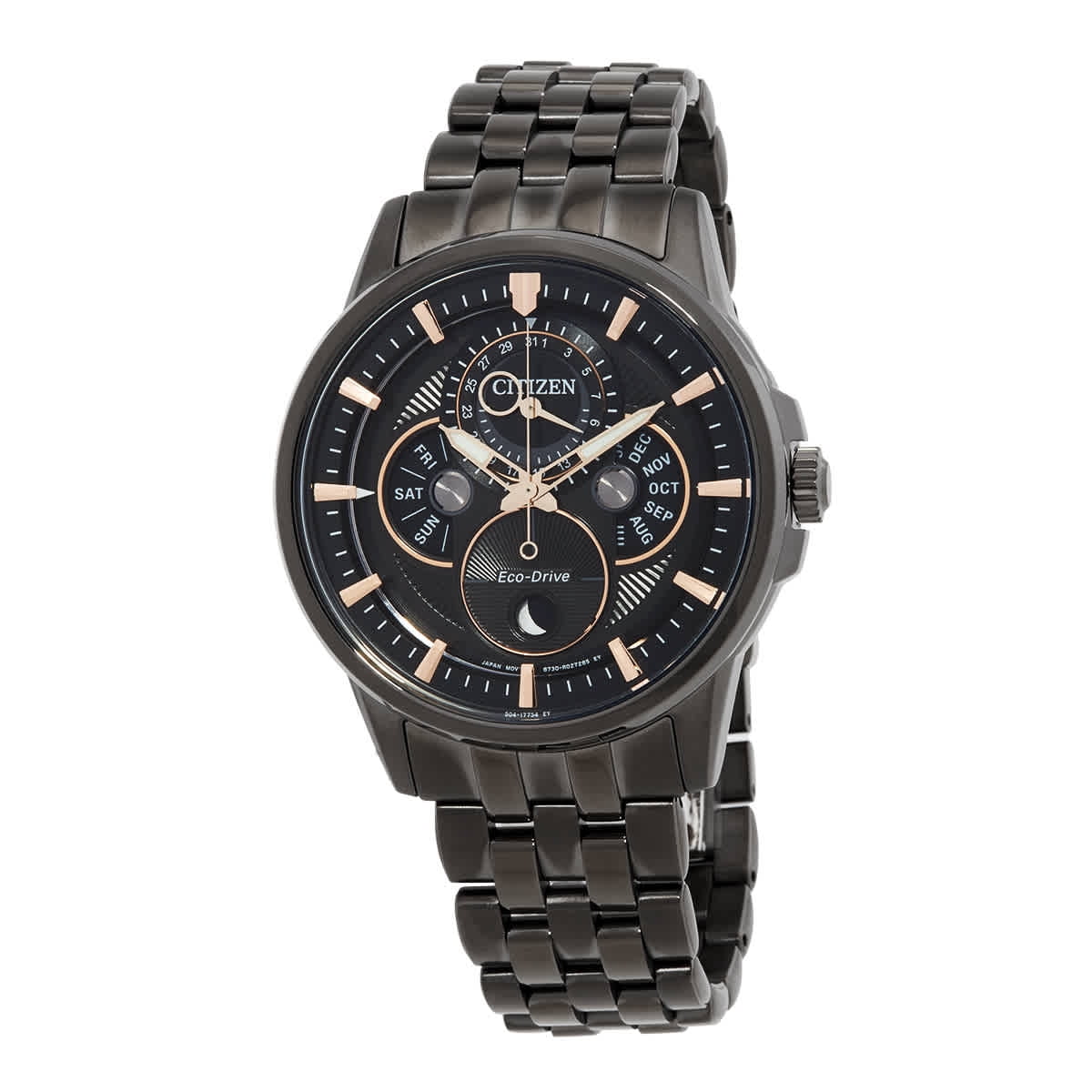 Citizen Brandclub Citizen Calendrier Multifunction Black Dial Black plated Men s Watch BU0057 54E