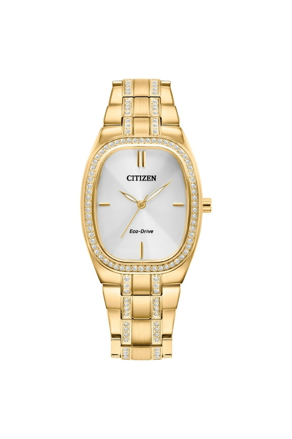 Eco-Drive Women's Crystal Gold-Tone Stainless Steel Bracelet Watch - EM1082-50A