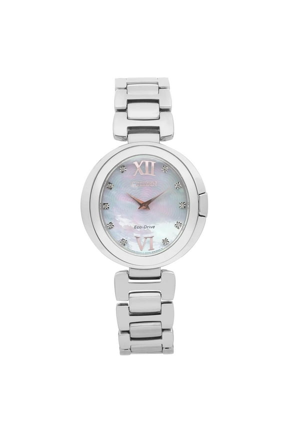 Capella Eco-Drive Steel Diamond MOP Dial Quartz Ladies Watch EX1510-59D