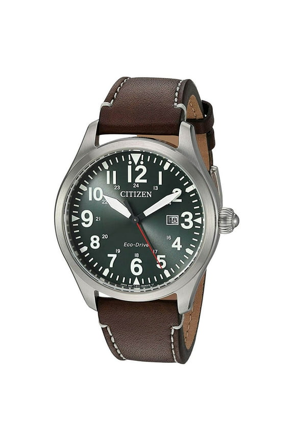 Chandler Eco-Drive Green Dial Dark Brown Leather Men's Watch BM6838-09X