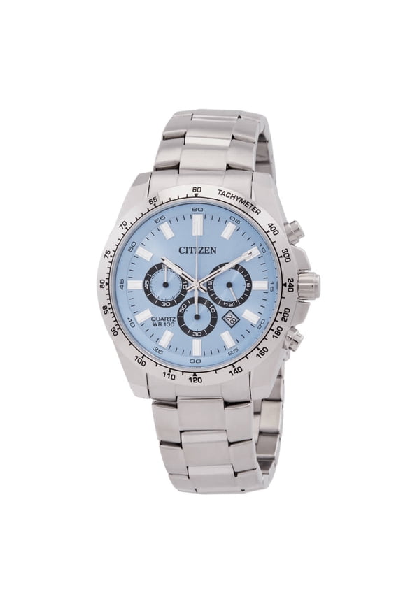 Chronograph Stainless Steel Blue Dial Quartz AN8230-59L 100M Men's Watch