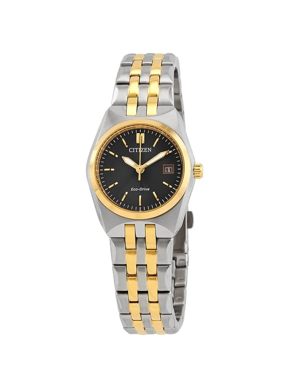 Eco-Drive Corso Women's Black Dial Two Tone Watch EW2299-50E