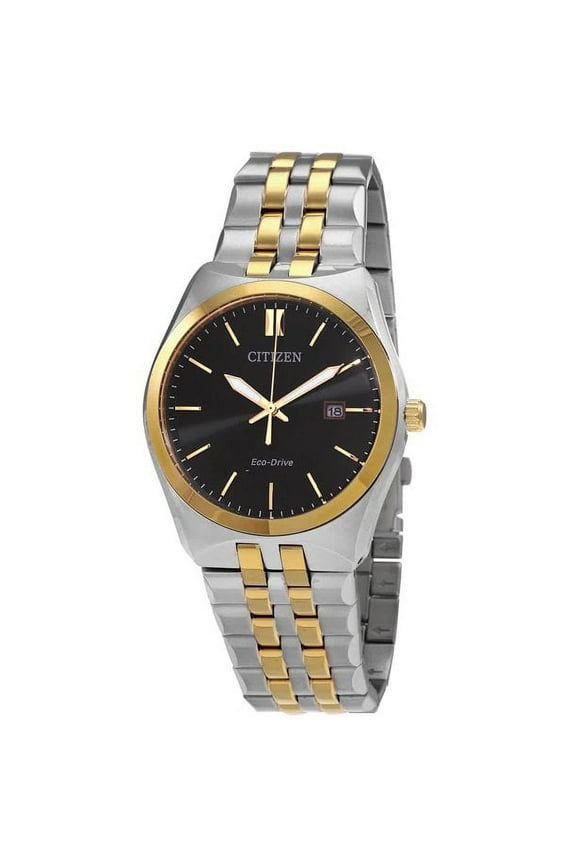 izen Eco-Drive Men's Corso Black Dial Two-Tone Watch BM7334-58E