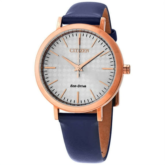 Citizen Drive Silver Dial Blue Leather Ladies Watch EM0763-07A