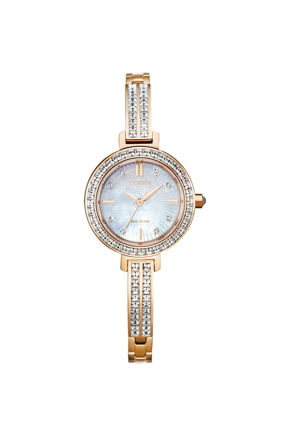 EM0863-53D Women's Silhouette Crystal White MOP Dial Watch
