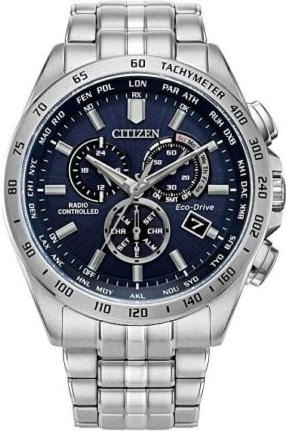 Eco-Drive PCAT Men's Chronograph Stainless Blue Dial Watch CB5870-58L