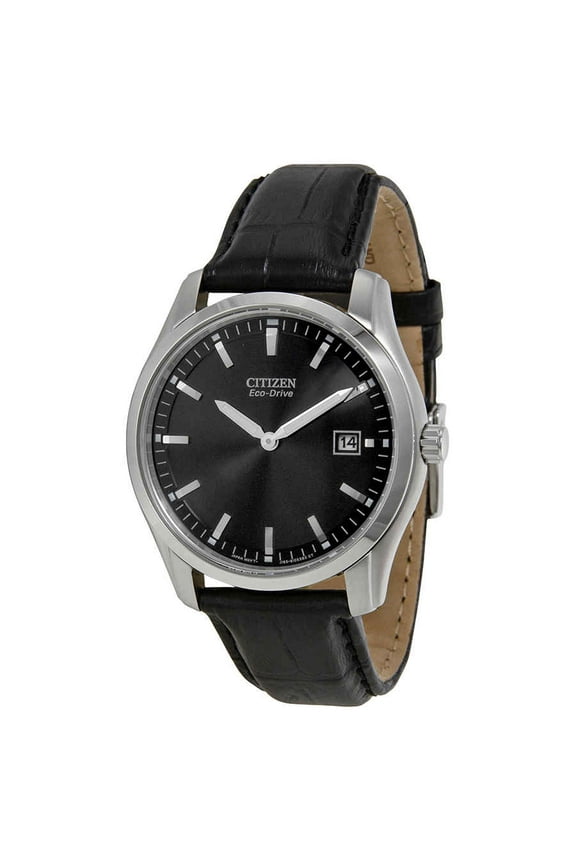 Eco Drive Black Dial Black Leather Men's Watch AU1040-08E