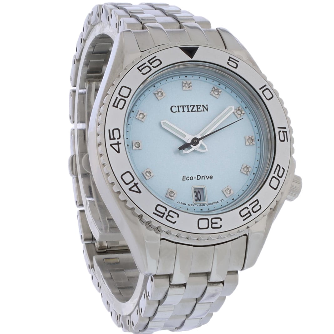 Citizen Eco Drive Carson Diamond Ladies Blue Dial Stainless Watch FE6161-54L-53L