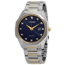 Citizen Eco-Drive Corso Mens Diamond Two-Tone Blue Dial Watch BM7494-51L