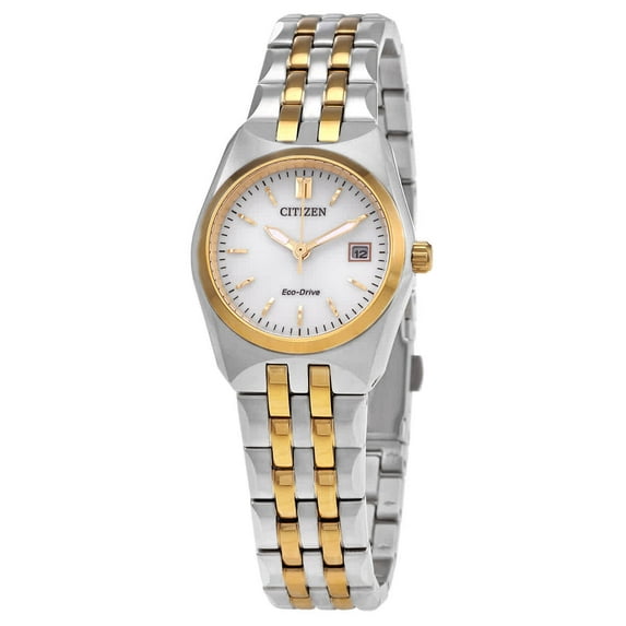 Citizen Eco-Drive Corso Women's White Dial Two Tone Watch EW2299-50A