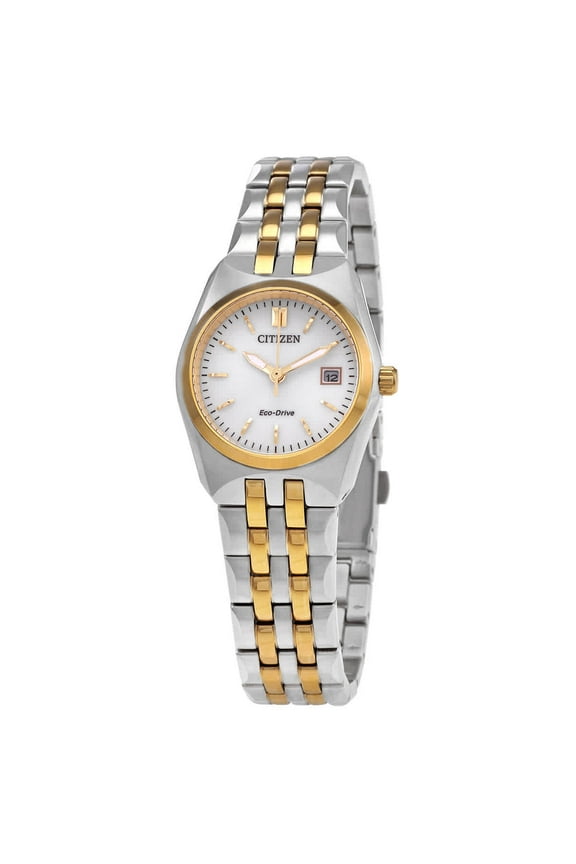 Eco-Drive Corso Women's White Dial Two Tone Watch EW2299-50A