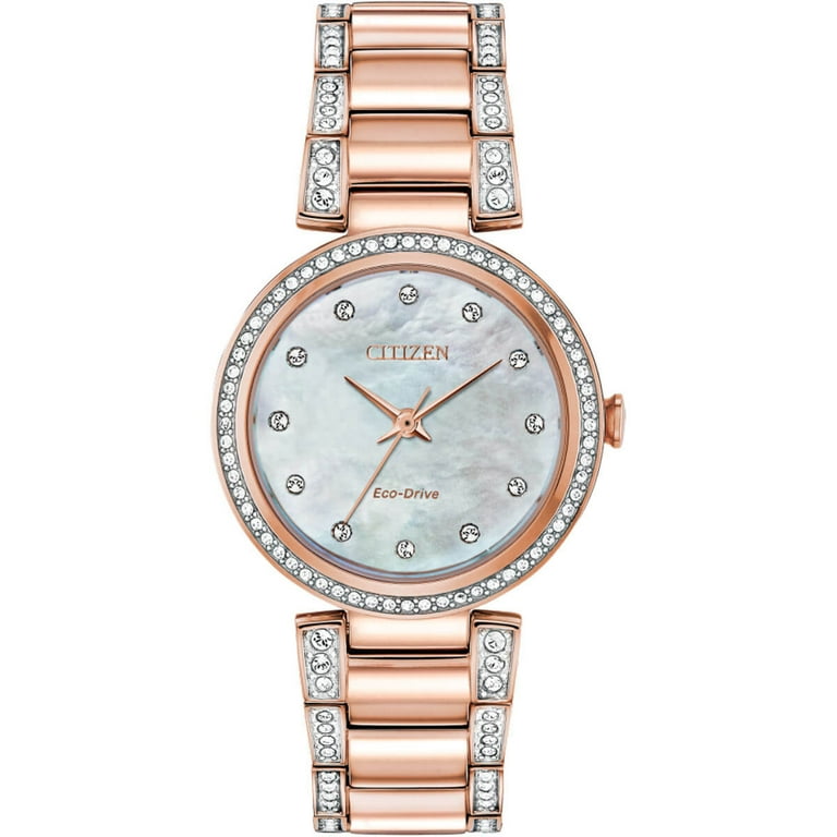 Citizen Eco-Drive Crystal Mother of Pearl Dial Ladies Watch EM0843