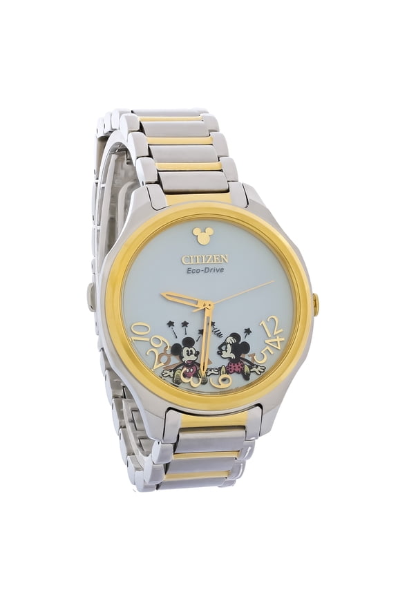 Eco-Drive Falling Mickey & Minnie Women's Two Tone Watch EM0754-59W