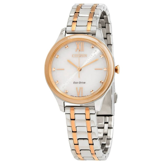 Citizen Eco-Drive Ivory Dial Two-tone Ladies Watch EM0506-77A