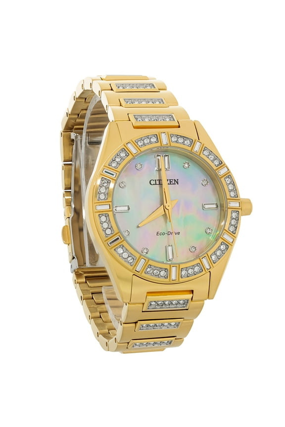 Eco-Drive Women's Silhouette Crystal Gold Tone PVD Watch EM1022-51D