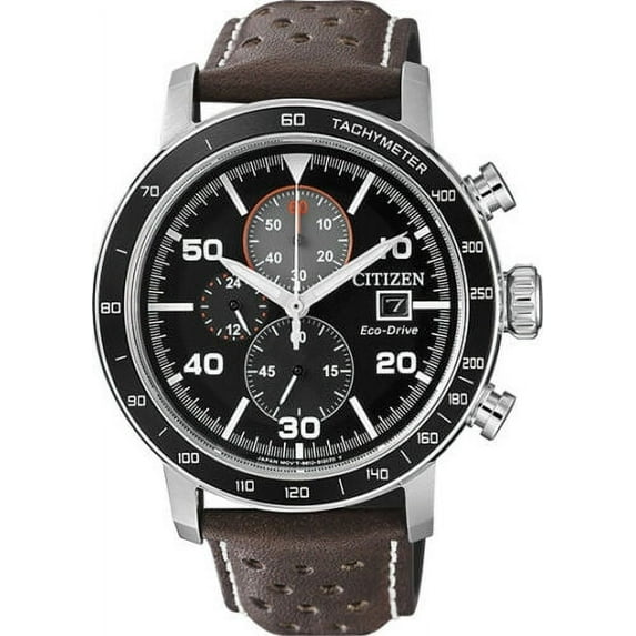 Citizen Eco-Drive Men's CA0641-08E Chronograph Brown Leather Strap 44mm Watch