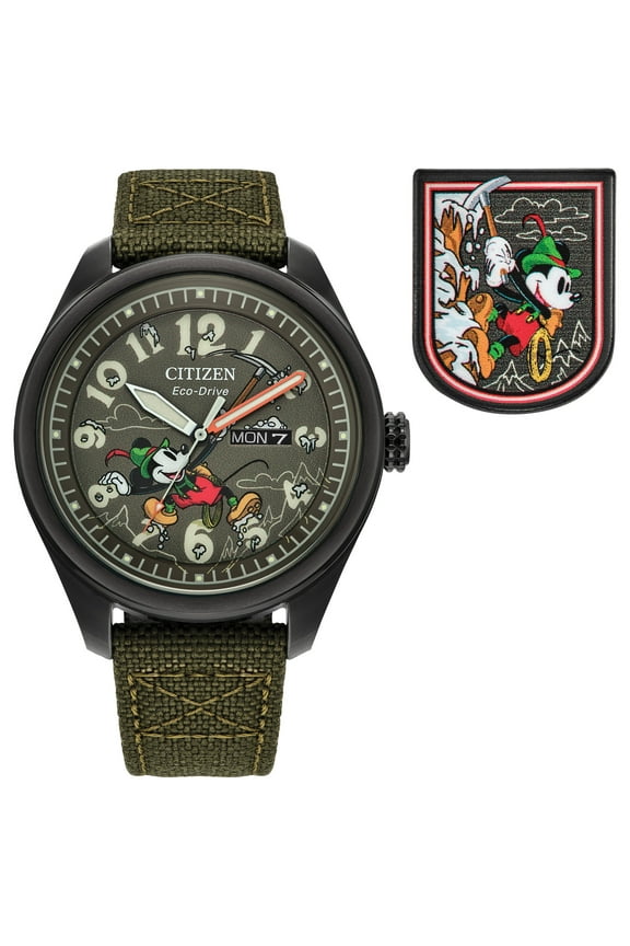Eco-Drive Men's Disney Alpine Mickey Mouse Strap Boxed Set Watch with Pin - AW0148-47W