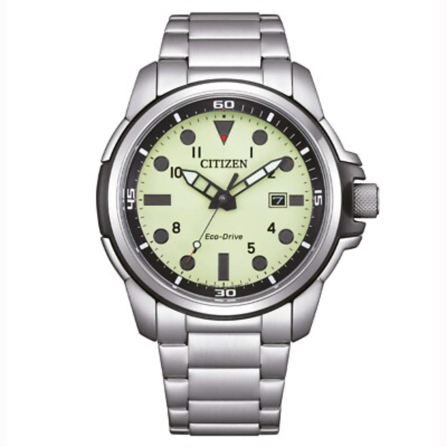 CITIZEN Eco-Drive Men's Sea Land Stainless Steel Green Dial Watch - AW1800-89X