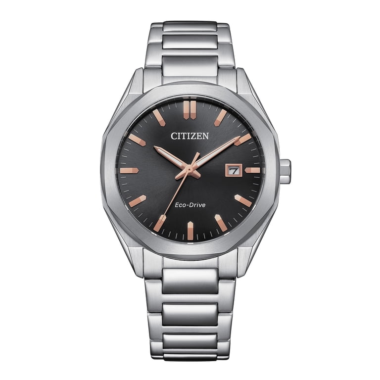 Citizen Eco-Drive Men's Stainless Steel Black Dial Watch - BM7620