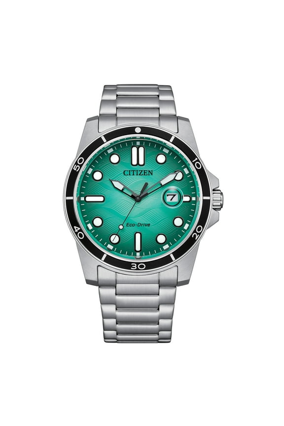 Eco-Drive Men's Stainless Steel Turquoise Dial Watch - AW1816-89L