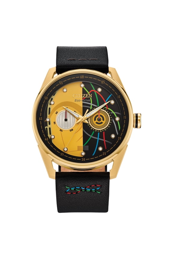 Eco-Drive Men's Star Wars C-3PO Rewired Black Leather Strap Watch - BU4026-05W
