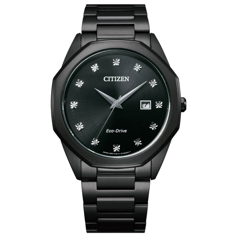 Citizen Eco Drive Octagon Diamond Black Dial Watch BM7495 59G