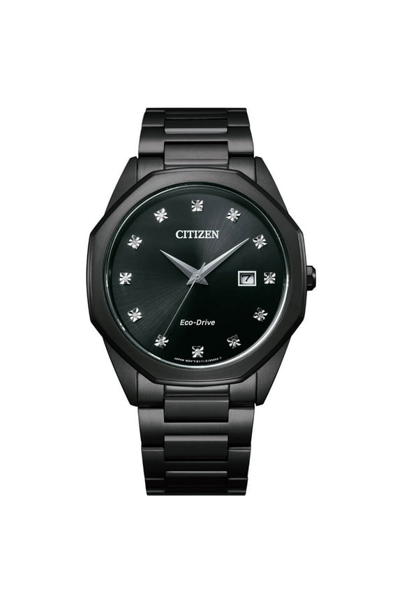 Eco-Drive Octagon Diamond Black Dial Watch BM7495-59G