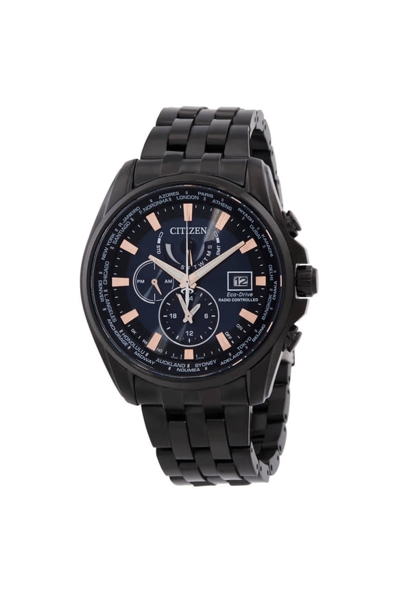Eco-Drive Perpetual Alarm World Time GMT Black Dial Men's Watch AT9039-51L
