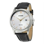 Citizen Eco-Drive Silver Dial Black Leather Men's Watch AW1236-03A