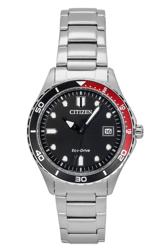 Eco-Drive Stainless Steel Black Dial AW1820-81E 100M Unisex Watch