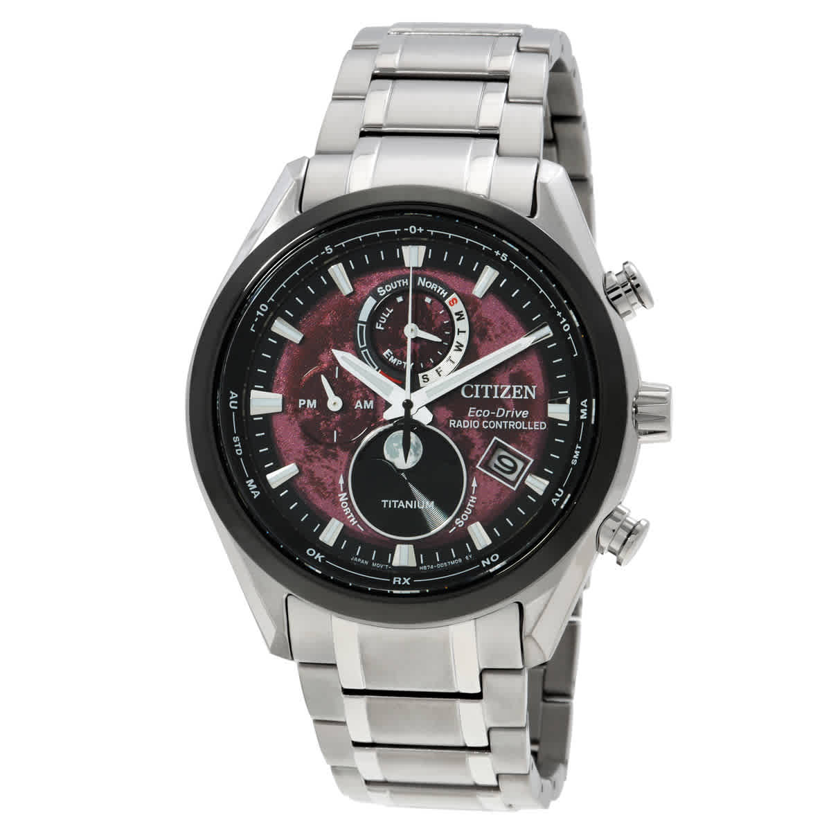 Reloj de hombre Tsuki-yomi A-T Super Titanium con esfera roja BY1018-55X